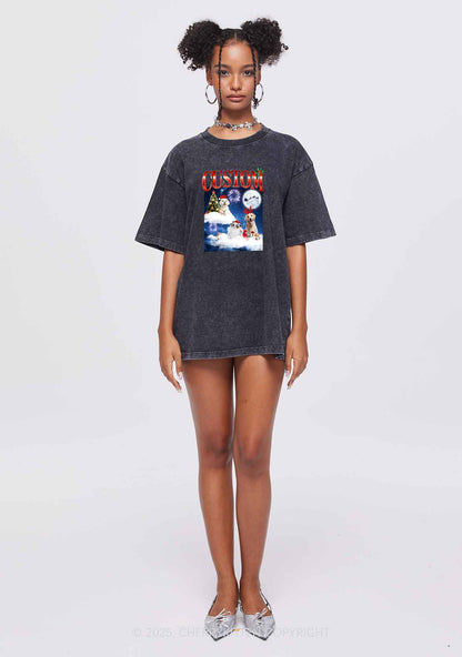 Custom Christmas Pet Y2K Shirts Washed Tee Cherrykitten