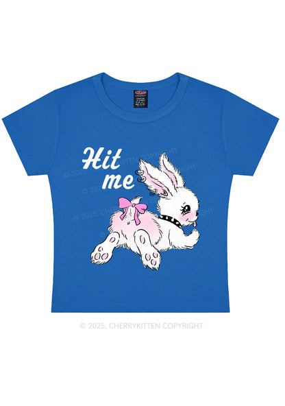 Hit Me White Bunny Y2K Baby Tee Cherrykitten