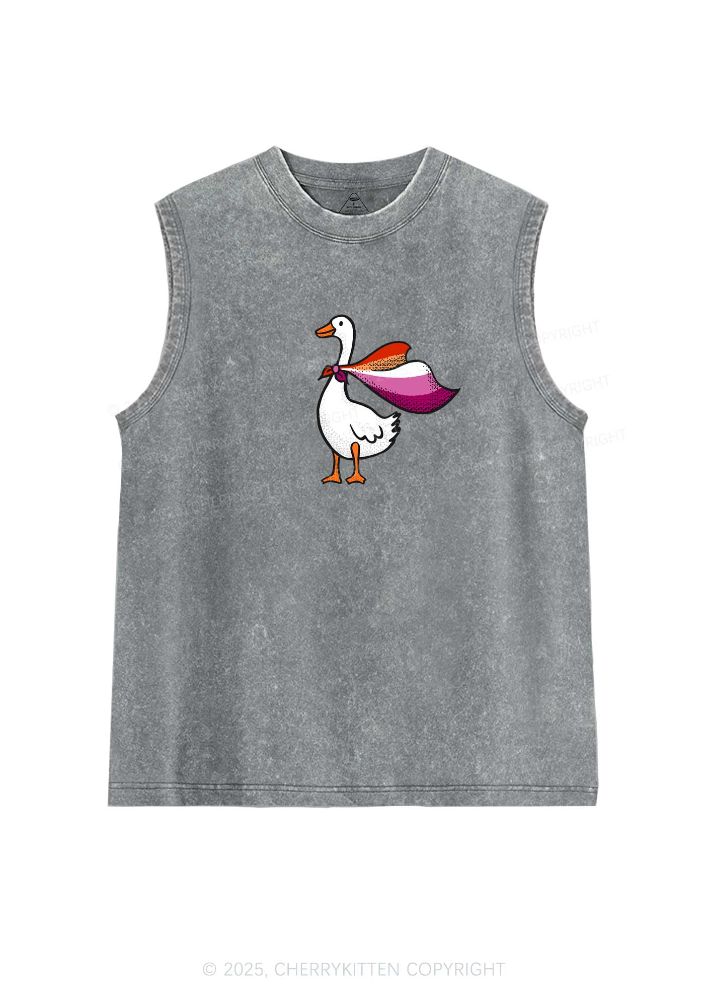 Lesbian Goose Pride Y2K Washed Muscle Tank Cherrykitten