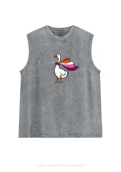 Lesbian Goose Pride Y2K Washed Muscle Tank Cherrykitten