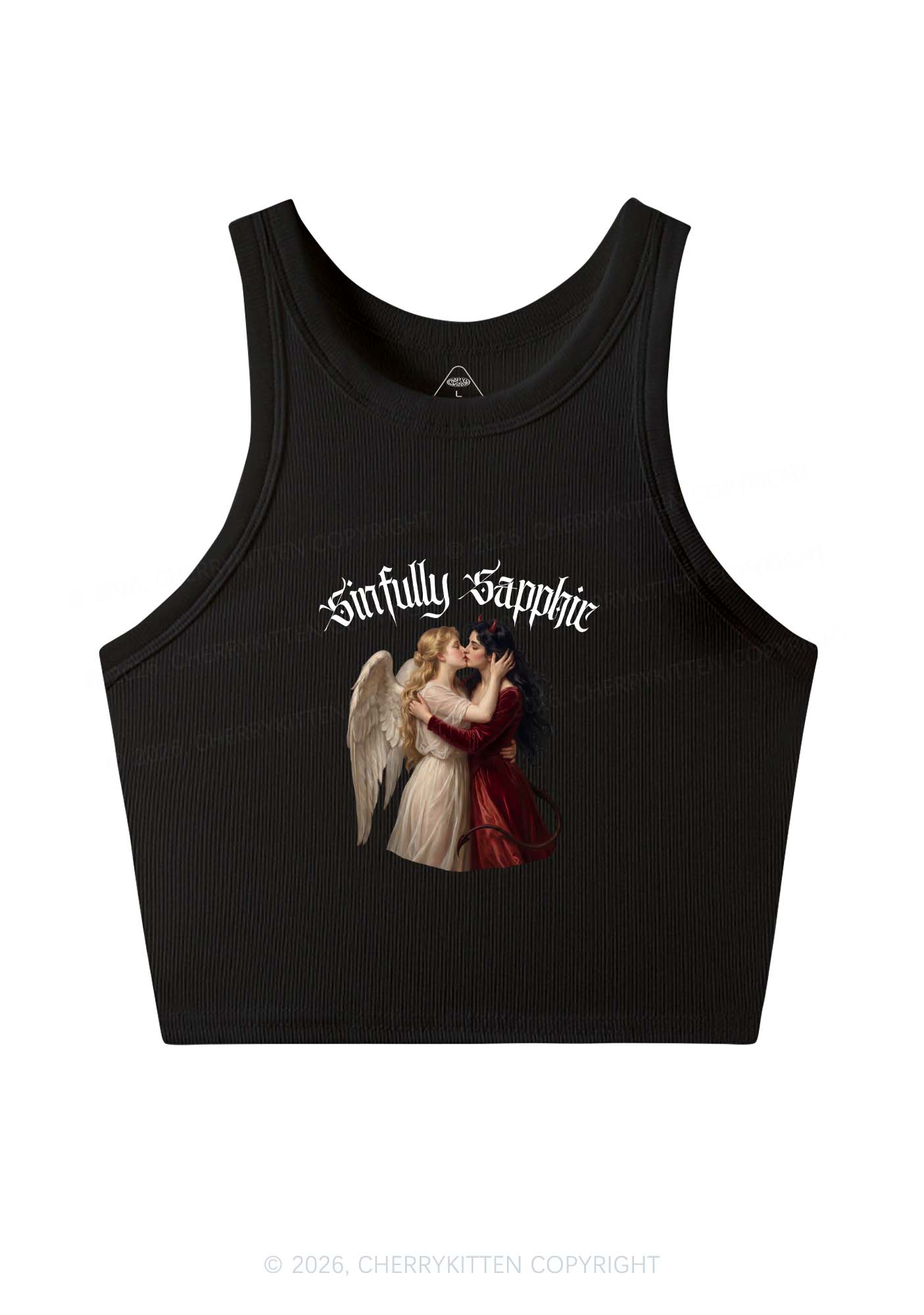 Sinfully Sapphic Pride Y2K Crop Tank Top Cherrykitten