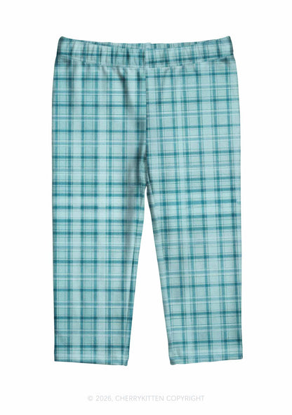Blue Plaids Y2K Print Capri Pants Cherrykitten