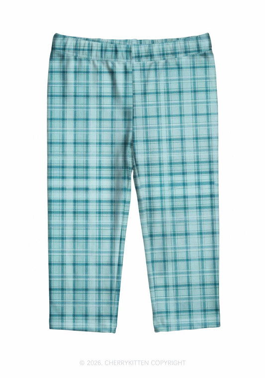 Blue Plaids Y2K Print Capri Pants Cherrykitten