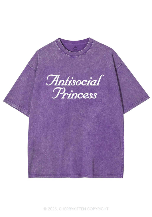 Antisocial Princess Y2K Shirts Washed Tee Cherrykitten