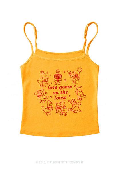 Love Goose On The Loose Valentine's Day Y2K Spaghetti Strap Cami Cherrykitten