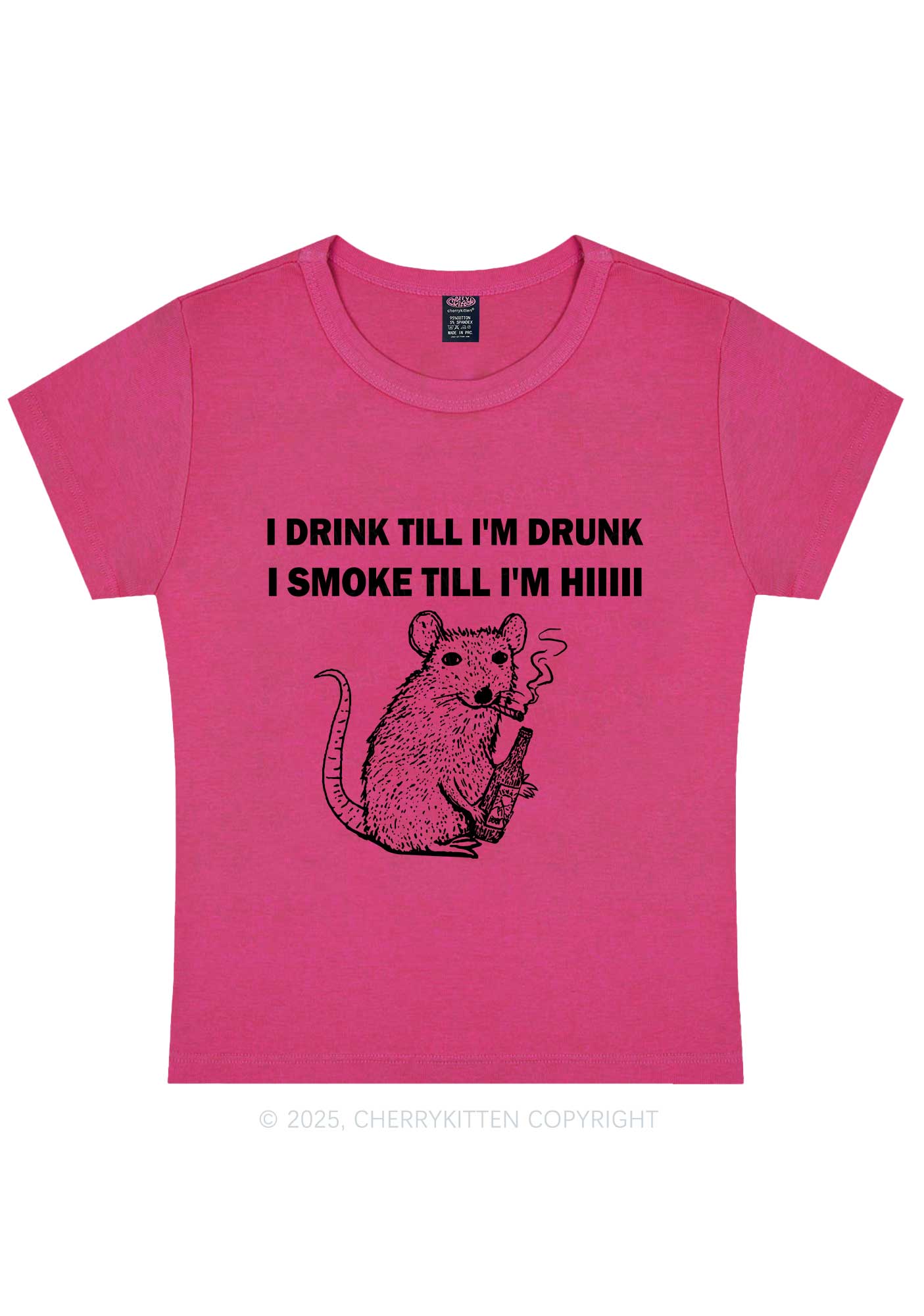 Drunk And Smoke Ratz Y2K Baby Tee Cherrykitten