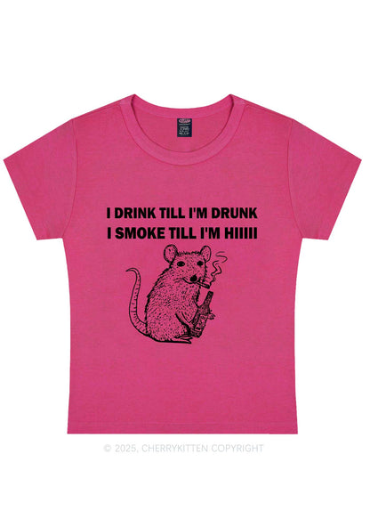 Drunk And Smoke Ratz Y2K Baby Tee Cherrykitten