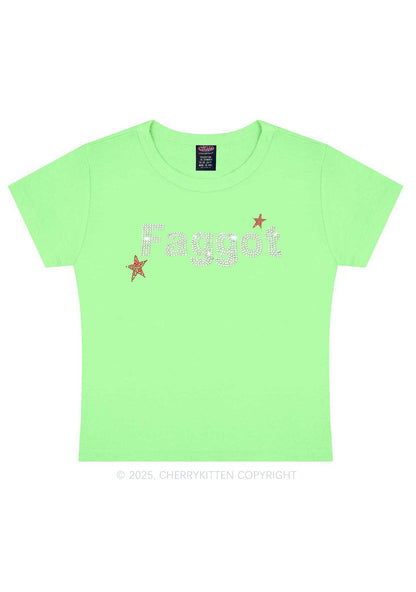 Rhinestone Faggot Pride Y2K Baby Tee Cherrykitten