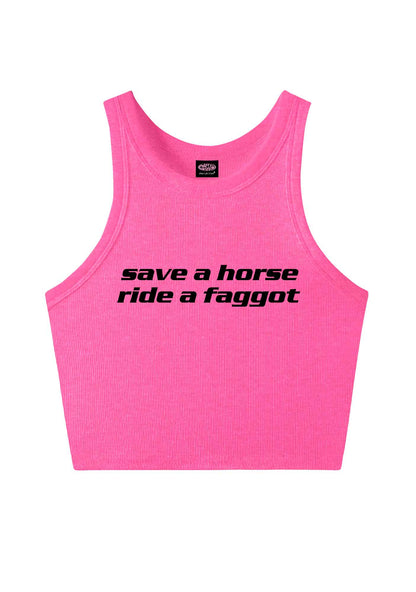 Save Horse Ride Faggot Pride Y2K Crop Tank Top Cherrykitten