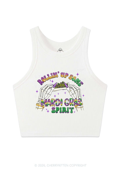Rollin Up Mardi Gras Spirit Y2K Crop Tank Top Cherrykitten