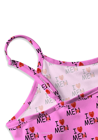 Love Me Not Men Pink Valentine's Day Y2K Print Cami Crop Top Cherrykitten