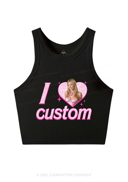 Custom I Love Photo Y2K Crop Tank Top Cherrykitten