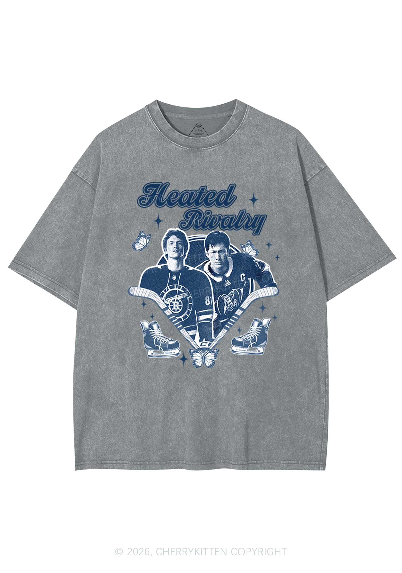 Retro Hockey Elements Y2K Shirts Washed Tee Cherrykitten