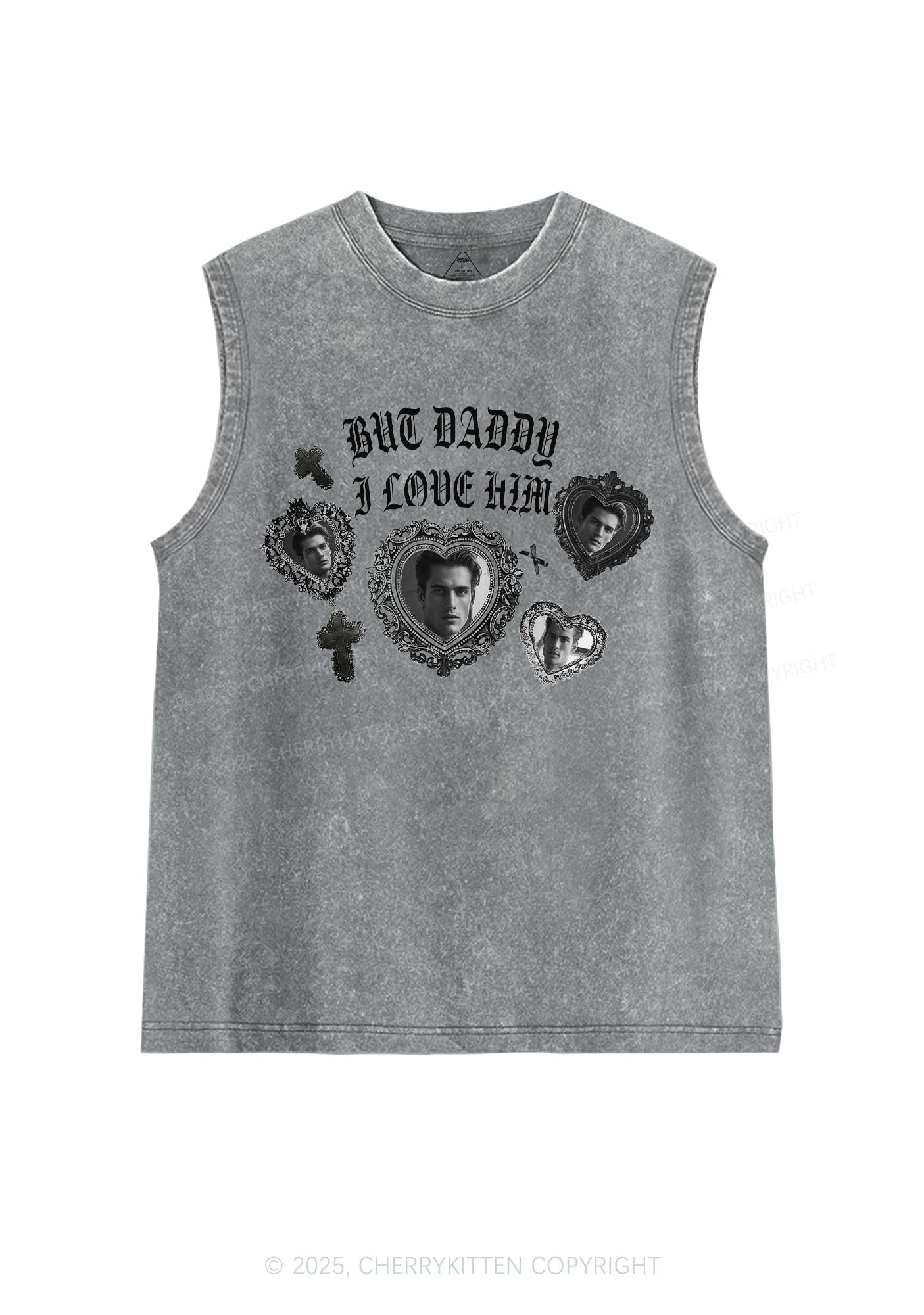 Gothic But Daddy I Love Him Y2K Washed Muscle Tank Cherrykitten