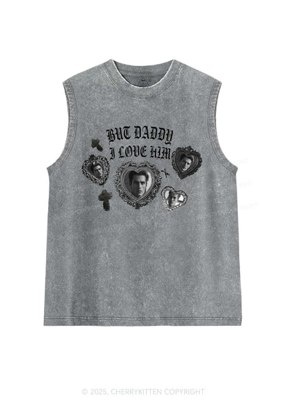 Gothic But Daddy I Love Him Y2K Washed Muscle Tank Cherrykitten