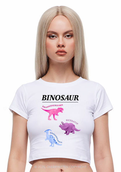 Binosaur Pride Y2K Baby Tee Cherrykitten