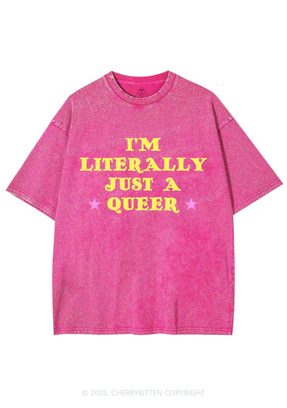 Just A Queer Pride Y2K Shirts Washed Tee Cherrykitten