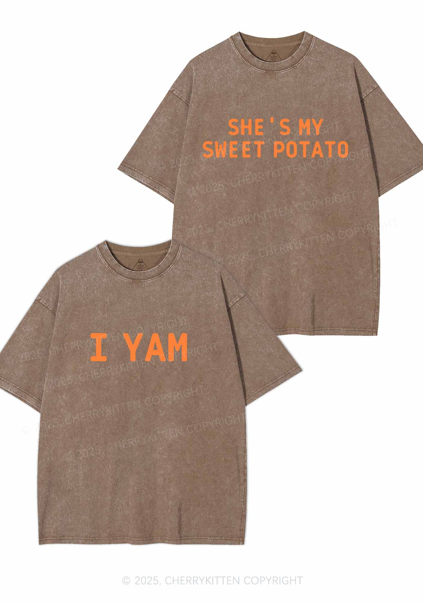 Shes My Sweet Potato Y2K Valentine's Day Washed Tee Cherrykitten