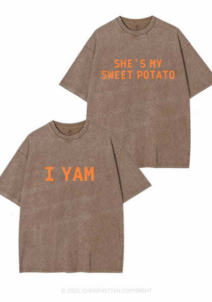 Shes My Sweet Potato Y2K Valentine's Day Washed Tee Cherrykitten