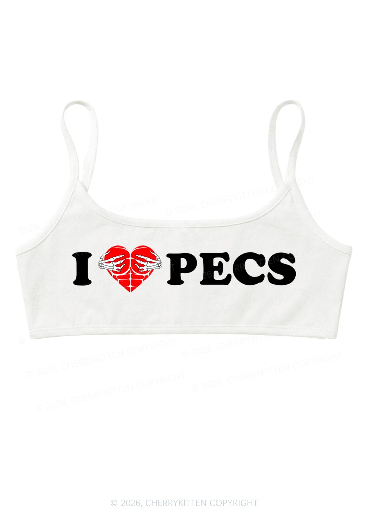 I Love Pecs Y2K Super Crop Cami Cherrykitten