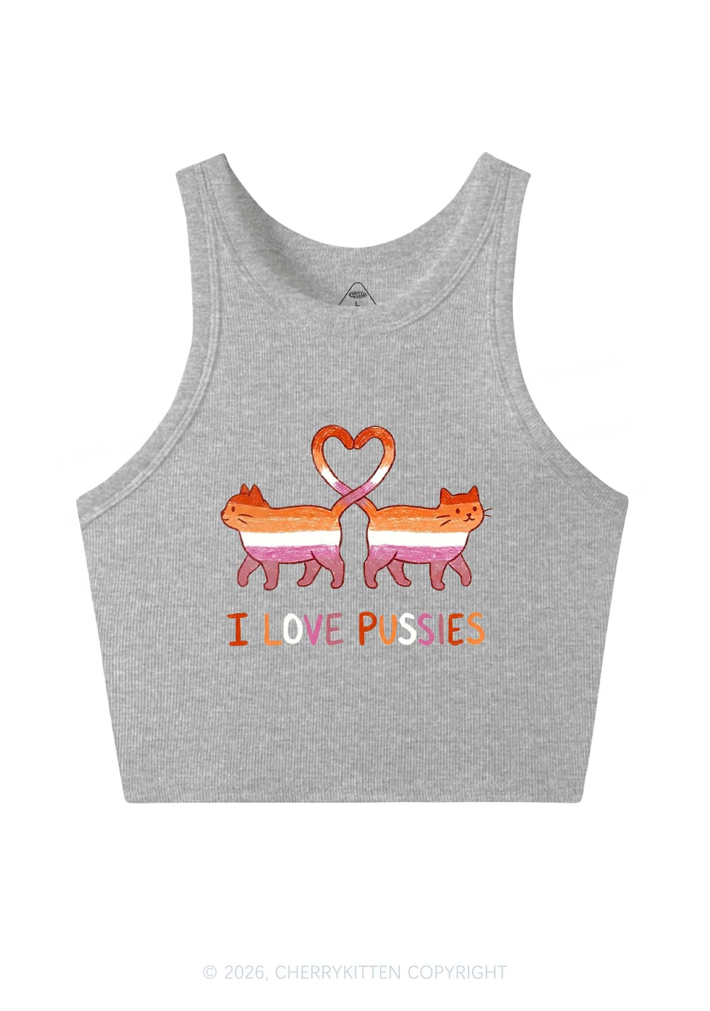 I Love Puxxies Pride Y2K Crop Tank Top Cherrykitten