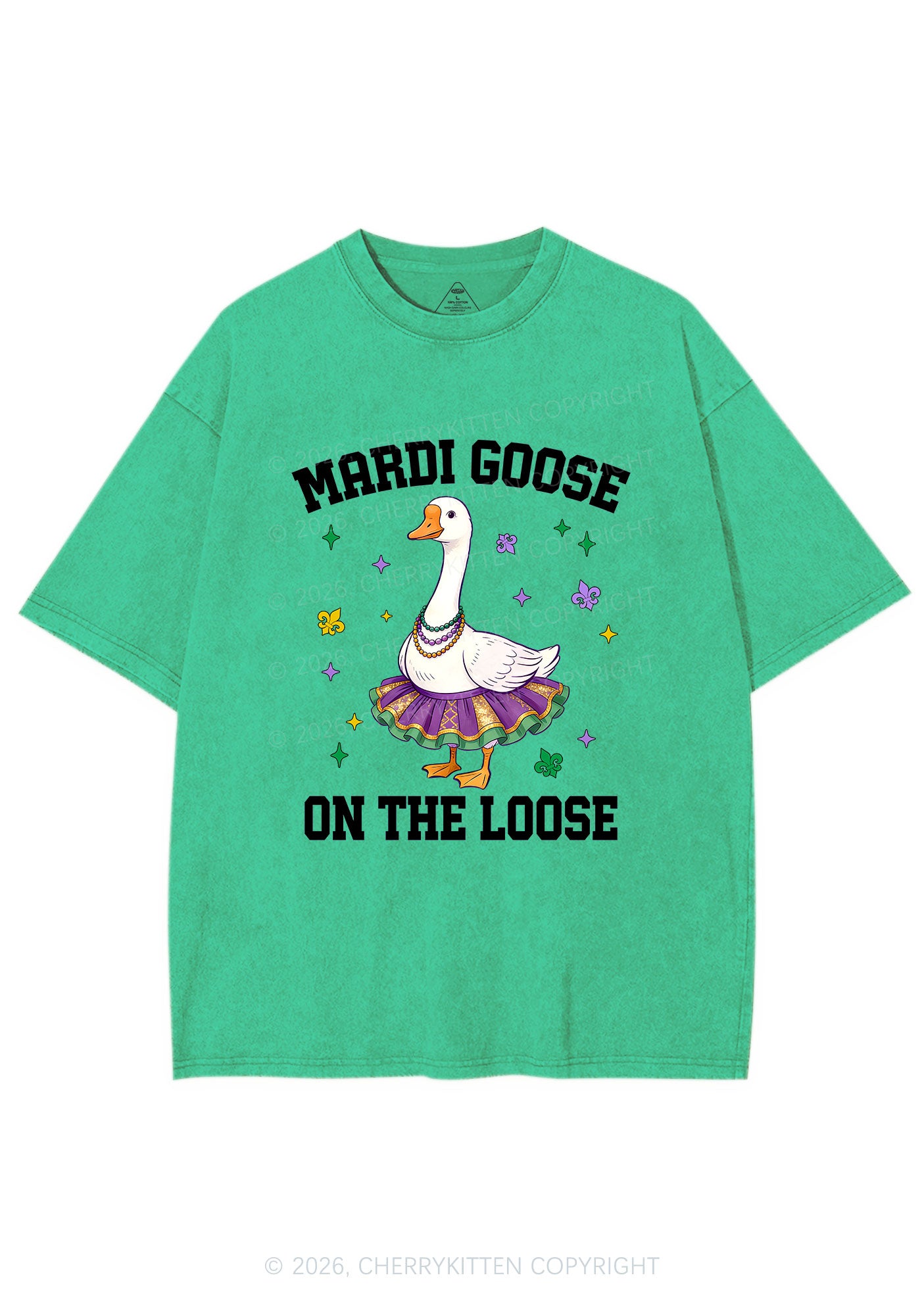 Mardi Gras Goose Y2K Shirts Washed Tee Cherrykitten