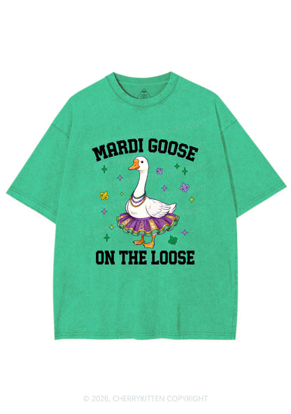 Mardi Gras Goose Y2K Shirts Washed Tee Cherrykitten