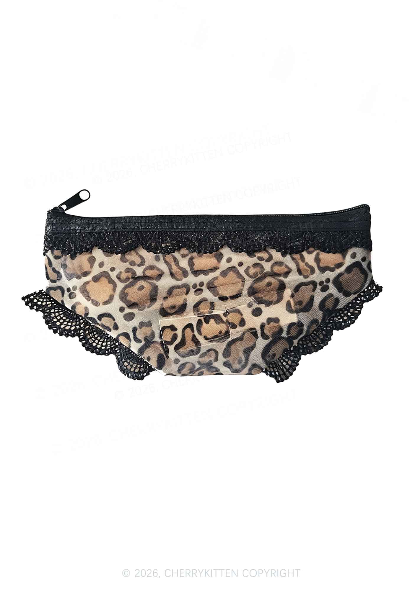 Leopard Y2K Briefs Shape Cosmetic Pouch Cherrykitten