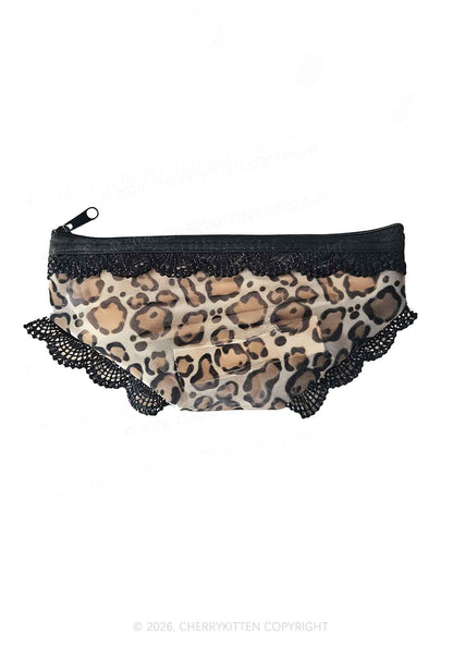 Leopard Y2K Briefs Shape Cosmetic Pouch Cherrykitten