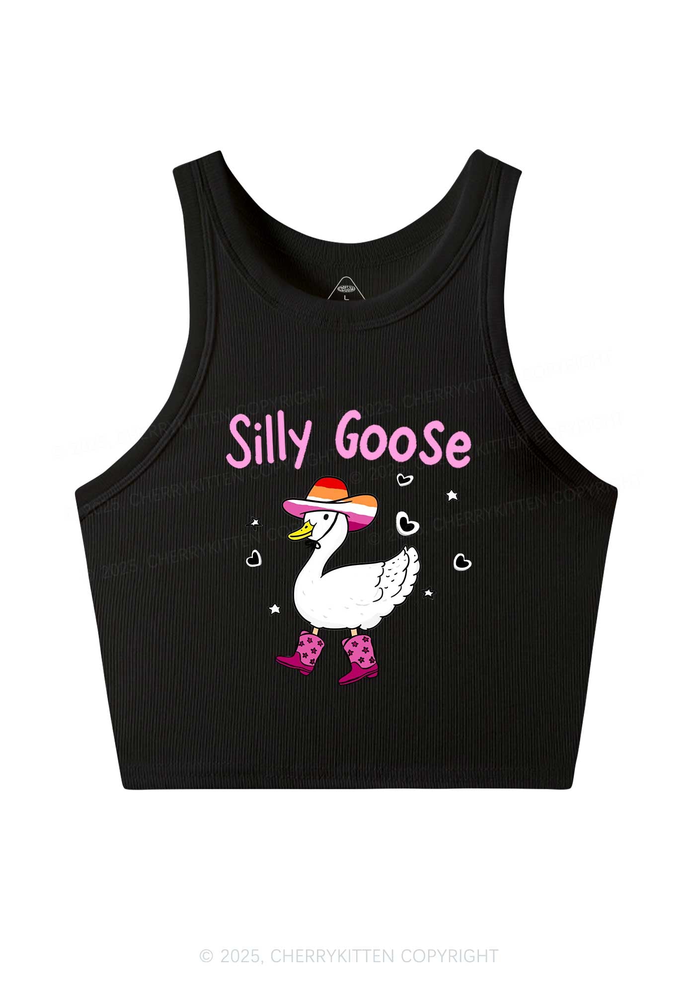 Silly Goose Lesbian Pride Y2K Crop Tank Top Cherrykitten