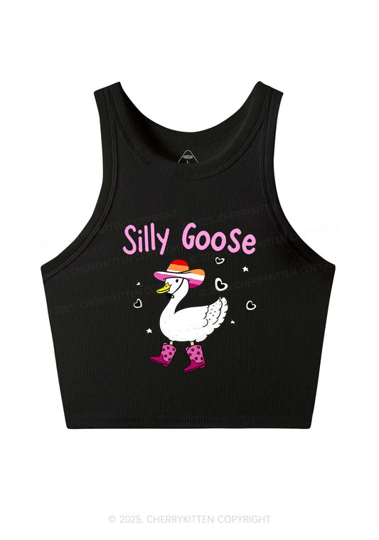 Silly Goose Lesbian Pride Y2K Crop Tank Top Cherrykitten