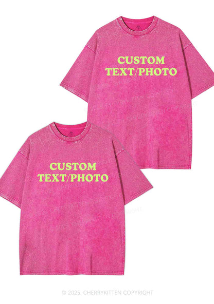 Custom Text Y2K Valentine's Day Washed Tee Cherrykitten