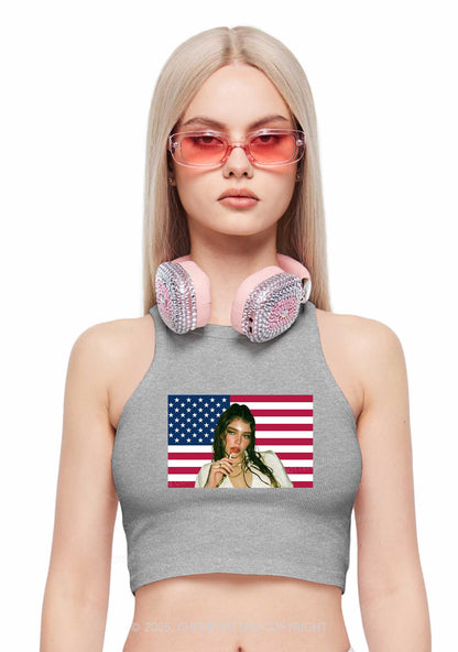Custom Portrait Flag Y2K Crop Tank Top Cherrykitten