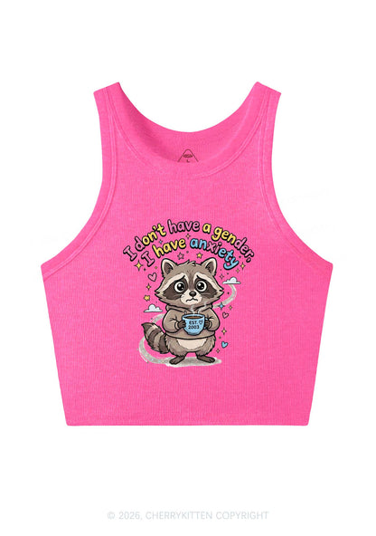Raccoon I dont Have A Gender Pride Y2K Crop Tank Top Cherrykitten