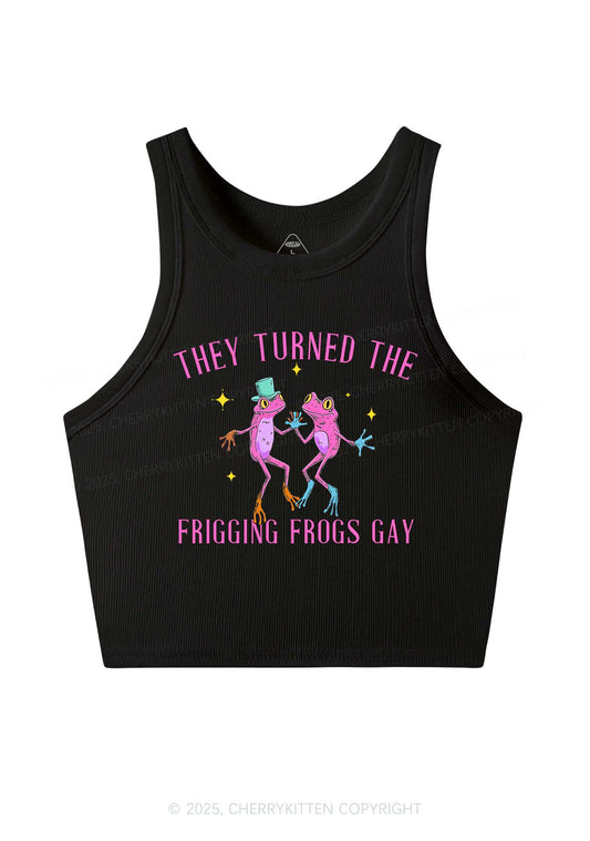 Frogs Gay Pride Y2K Crop Tank Top Cherrykitten