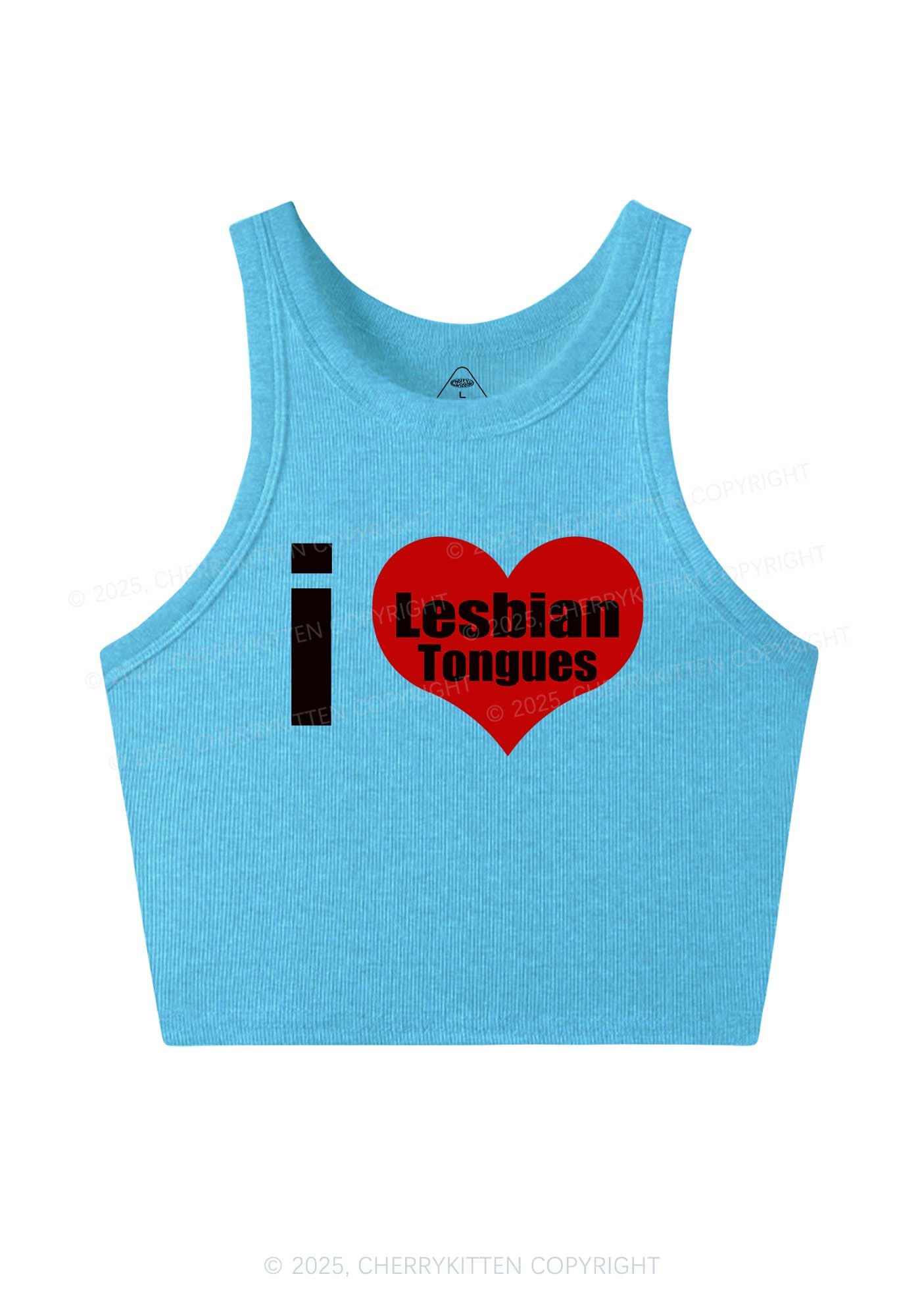I Love Lesbian Tongues Y2K Crop Tank Top Cherrykitten