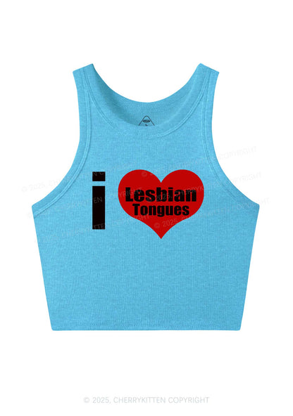 I Love Lesbian Tongues Y2K Crop Tank Top Cherrykitten