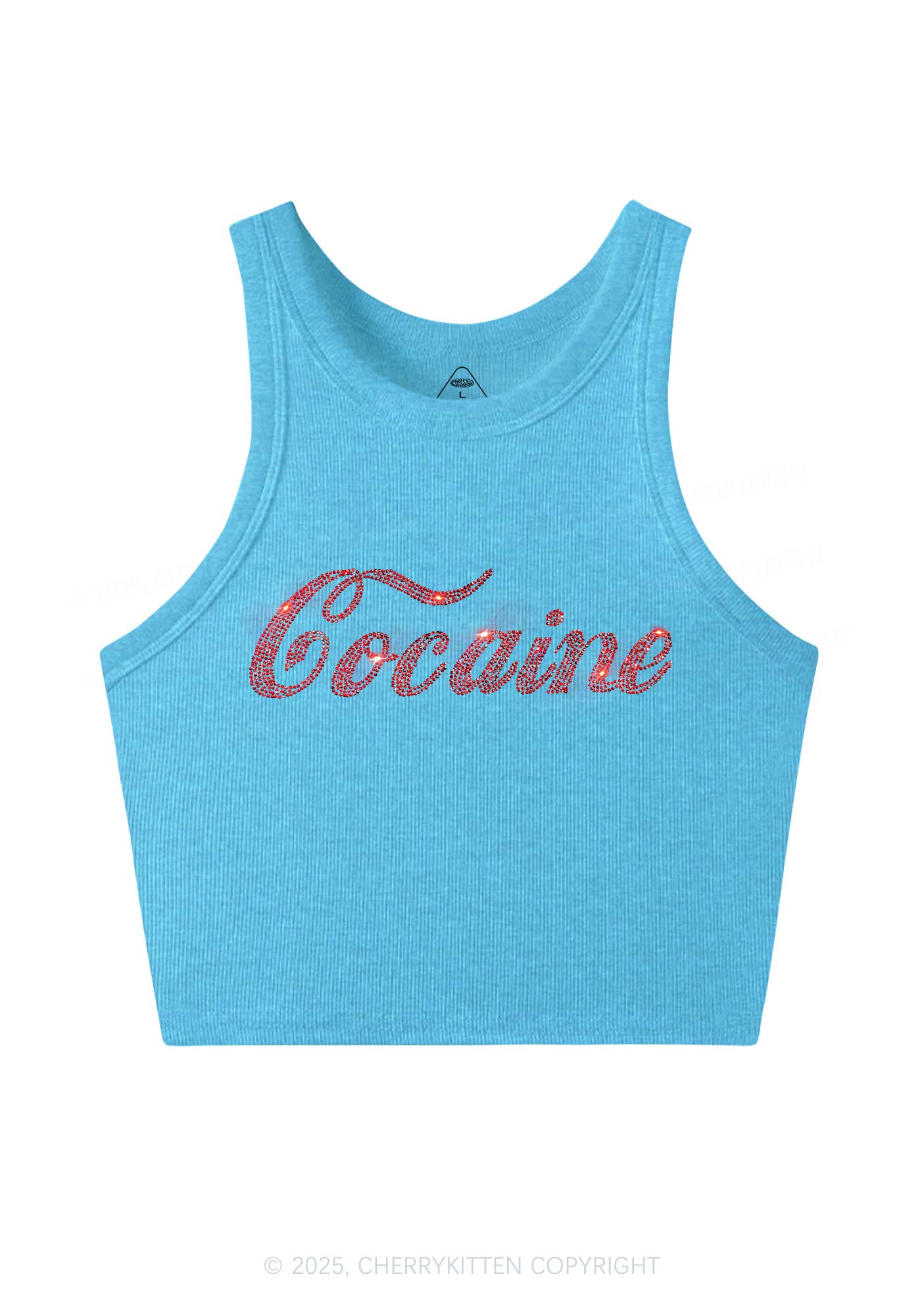 Rhinestone Special Cola Y2K Crop Tank Top Cherrykitten