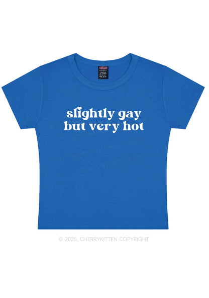 Slightly Gay But Very Hot Pride Y2K Baby Tee Cherrykitten