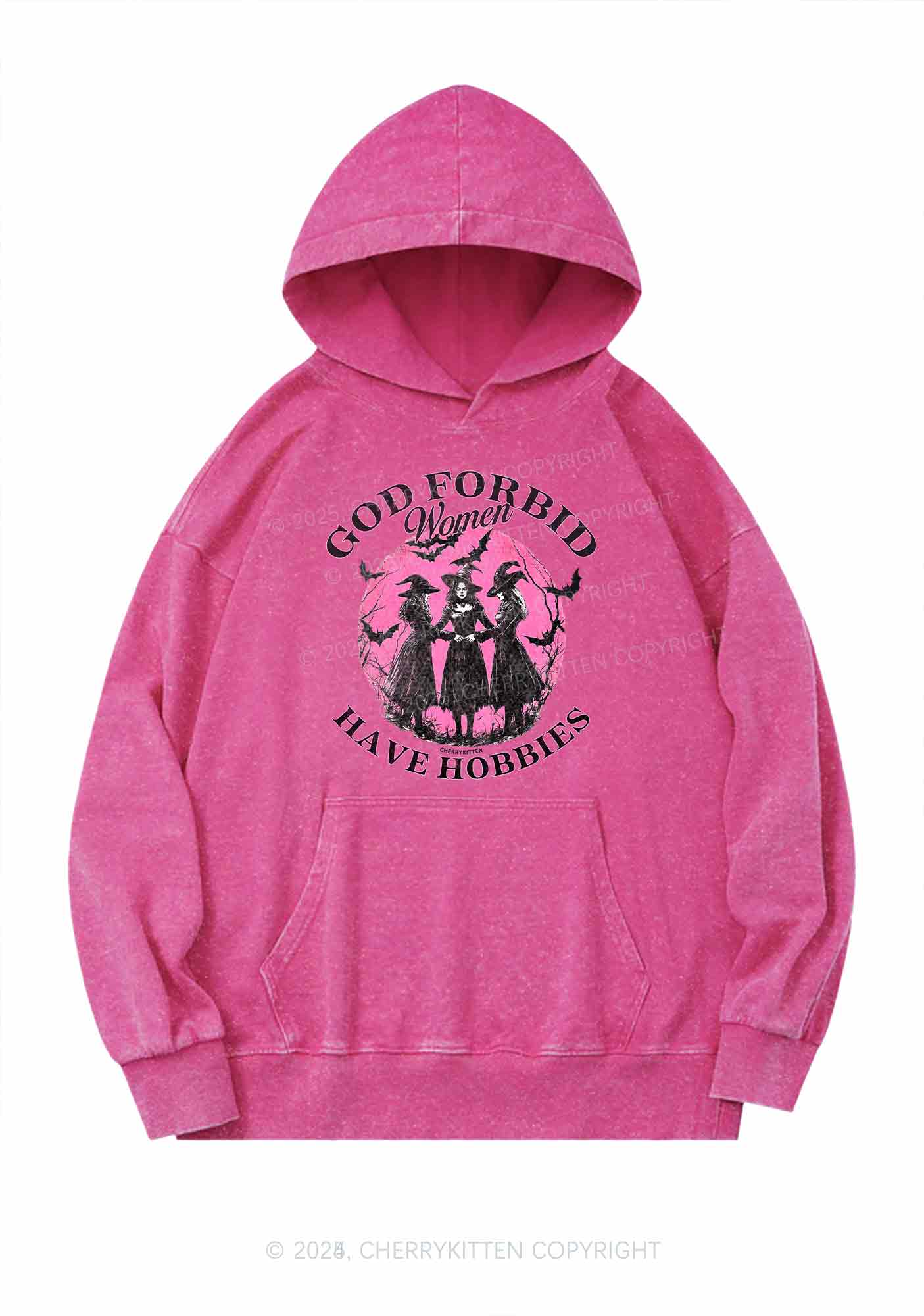 Halloween God Forbid Women Hobbies Y2K Washed Hoodie Cherrykitten