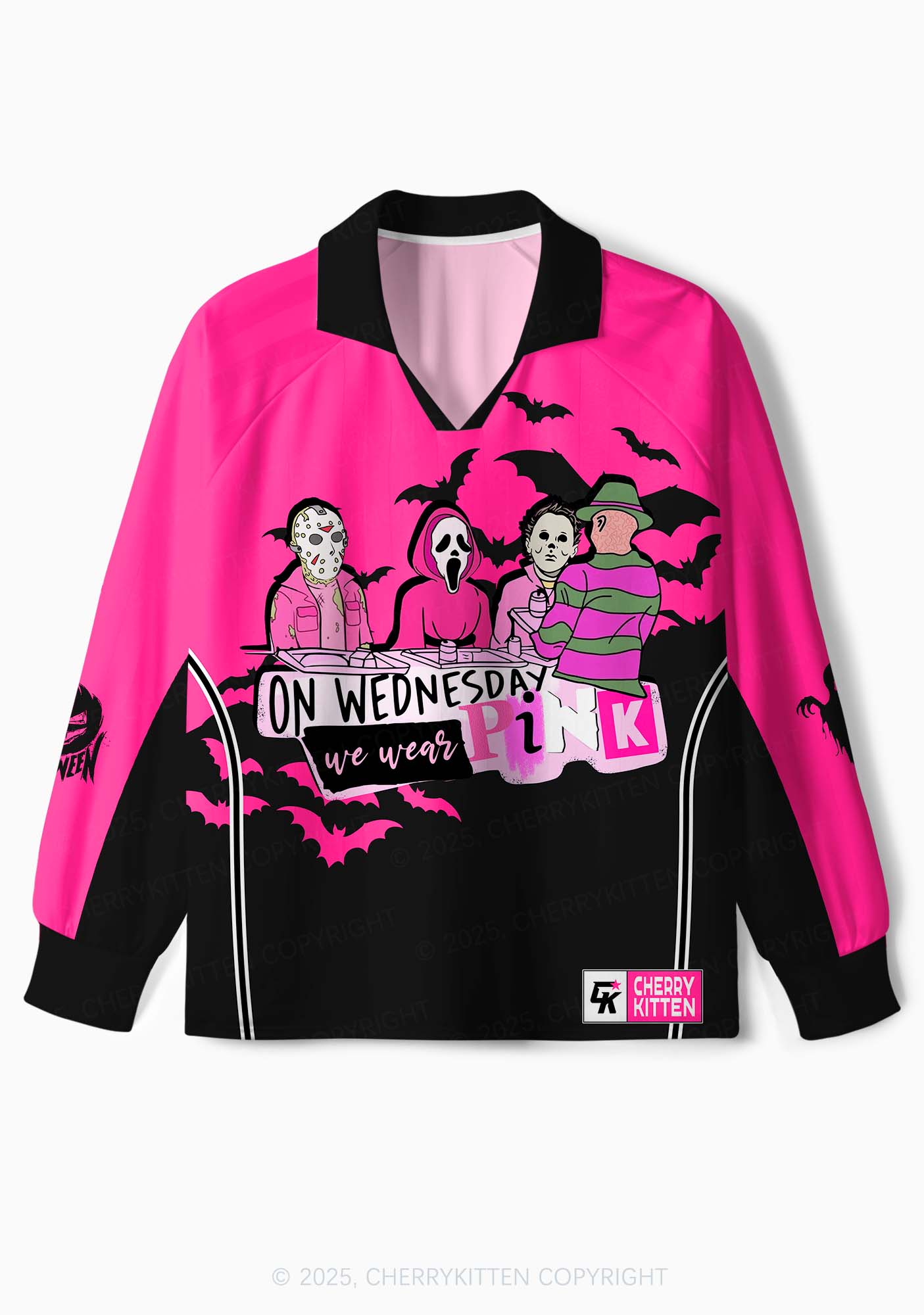 Halloween Custom We Wear Pink Y2K Sport Long Sleeve Jersey Shirts Cherrykitten