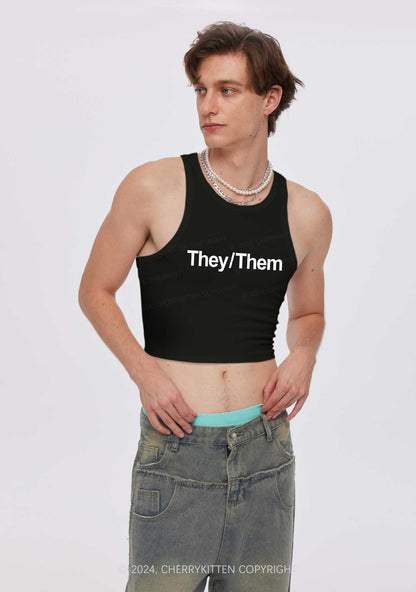 They Or Them Y2K Crop Tank Top Cherrykitten