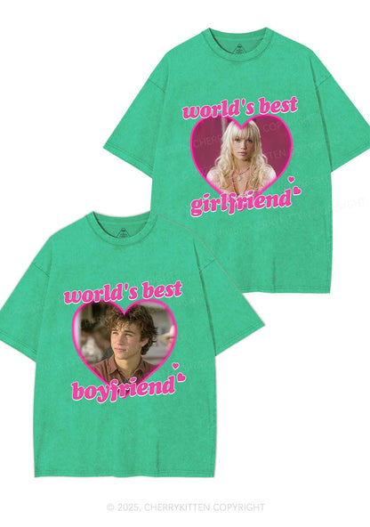 Custom Worlds Best BF GF Y2K Valentine's Day Washed Tee Cherrykitten