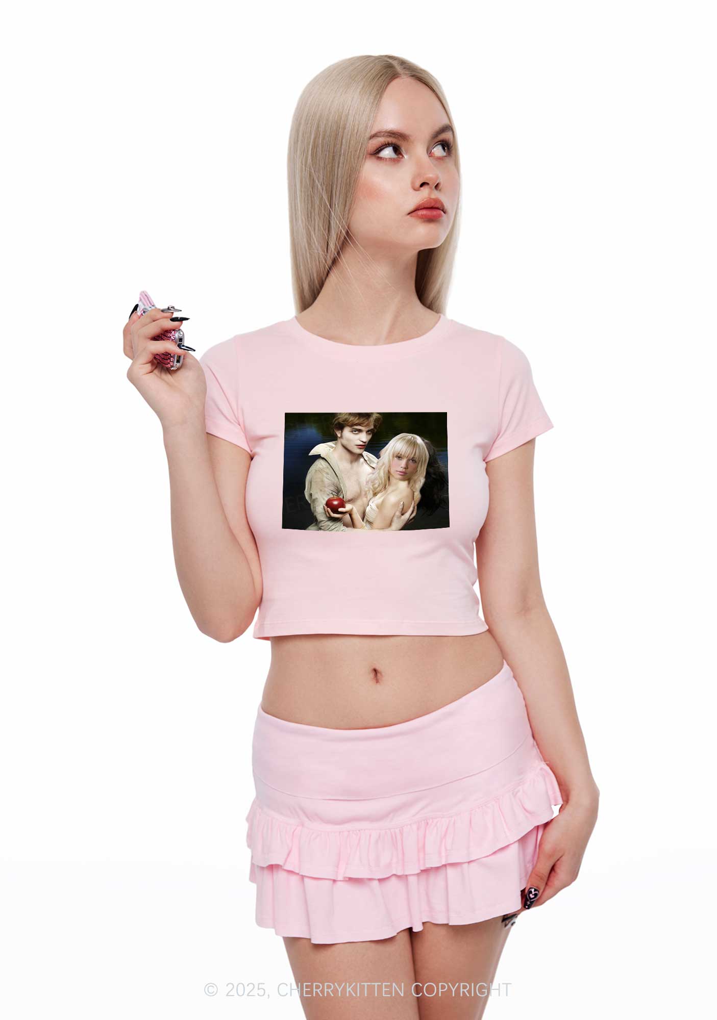 Custom Vampire Lover Photo Y2K Baby Tee Cherrykitten