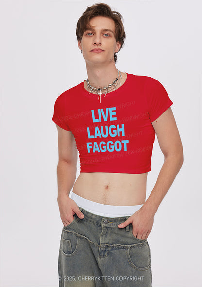 Live Laugh Faggot Pride Y2K Baby Tee Cherrykitten