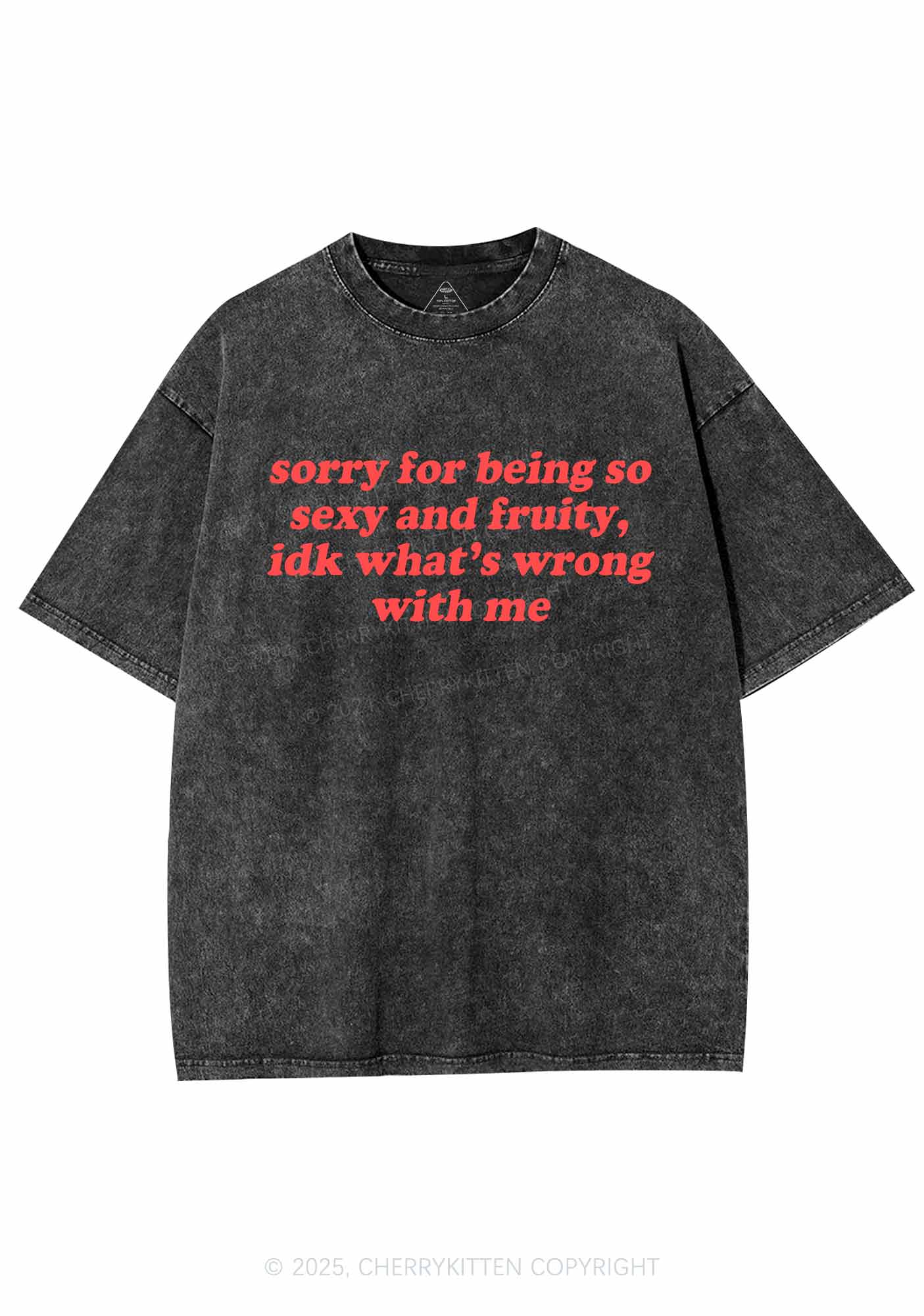 Sorry For Being So Fruity Y2K Shirts Washed Tee Cherrykitten