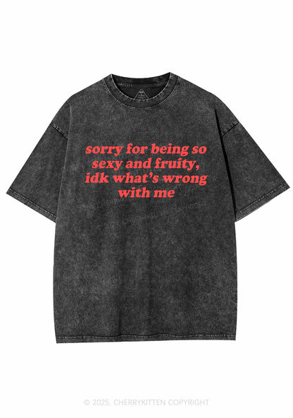 Sorry For Being So Fruity Y2K Shirts Washed Tee Cherrykitten