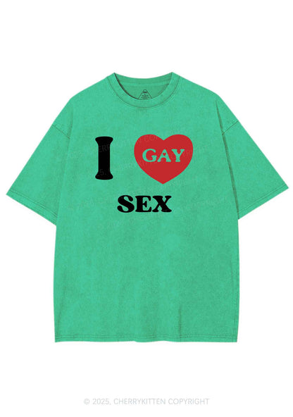 I Love Sx Gay Pride Y2K Shirts Washed Tee Cherrykitten