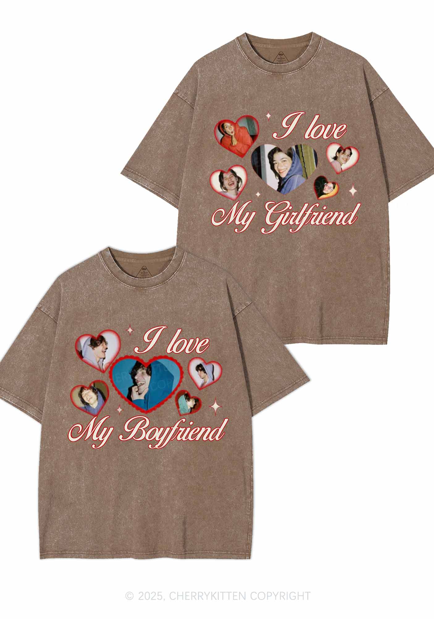 Custom Boyfriend Girlfriend Photos Y2K Valentine's Day Washed Tee Cherrykitten