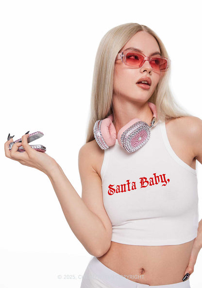 Christmas Santa Baby Y2K Crop Tank Top Cherrykitten